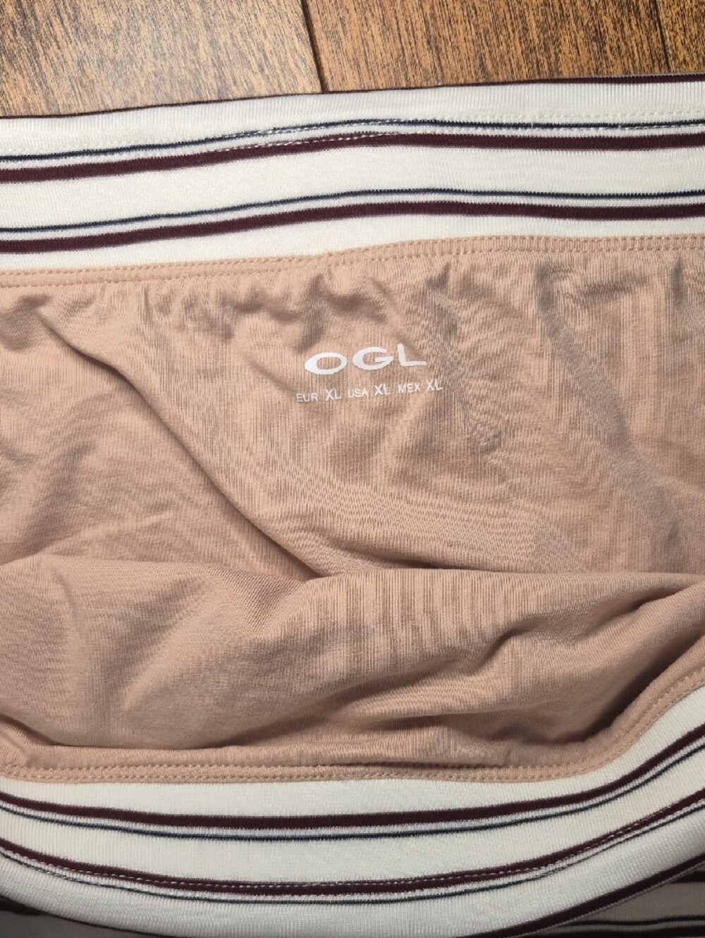 OGL White Maxi Skirt with Black And Maroon Stripes - Picture 3 of 3